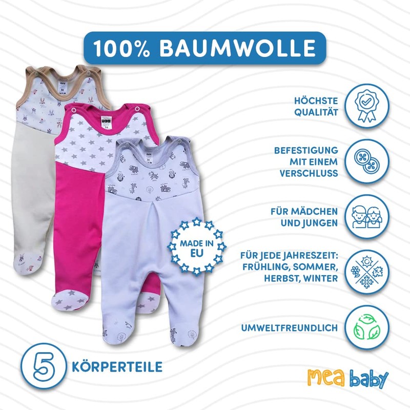 MEA BABY Unisex Printed Cotton Romper 5 Pack Baby Romper