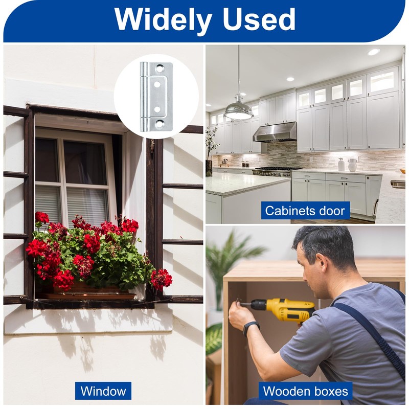 sourcing map 6Pcs 2x1 Inch Door Hinges Non-Mortise No Noise