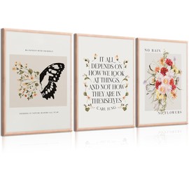 VVL 3Pcs Inspirational Quotes Wall Art for Office Mental Health Wall Art Motivation Painting Picture Wall Decor for School Office Treatment Room Home Decoration Unframed