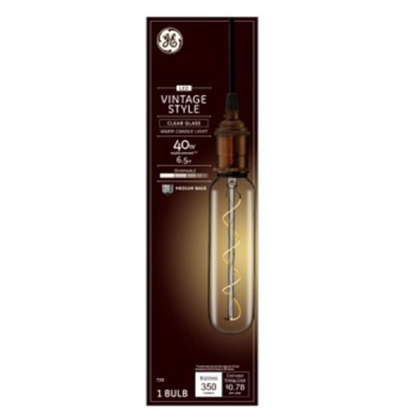 Ge 93110310 T20 Vintage Style Spiral Filament Led Light Bulbs,