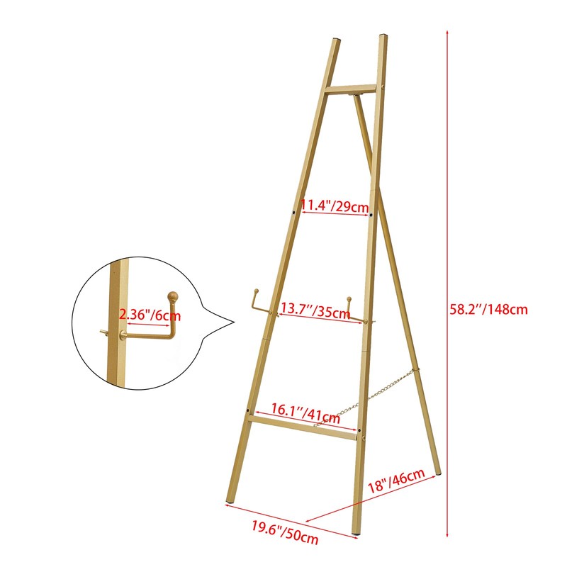 Heavy Duty Large Easel Stand for Mirror Display Wedding Sign(Gold