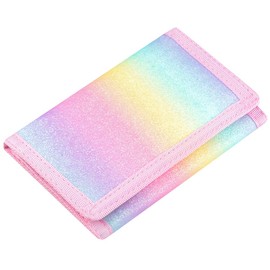 Lamiza RFID Kids Wallets for Girls, Little Girls Wallet for Kids, Cute Wallet for Teen Girls, Toddler Wallet for Girls with Magic Sticker, Teen Girl Wallet with Coin Pocket (Rainbow Glitter 01)