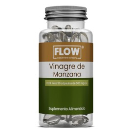 Vinagre de Manzana Orgánico - 90 cápsulas de Vinagre de Sidra de Manzana 500 mg - Suplemento Alimenticio - Sin Azúcar, Libre de Gluten y Aditivos - Flow Products