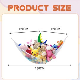 THXFUNAREA Cuddly Toy Net Storage Net Pool Cuddly Toys Storage Net Toy Hammock Net Corner Soft Toys Hammock Cuddly Toy Hammock Net Organiser (180 x 120 x 120 cm)