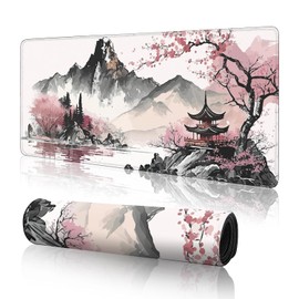 Alfombrilla de mouse grande para juegos con diseño de flor de cerezo, alfombrilla de mouse para juegos de 80 x 30 cm, alfombrilla de computadora grande, alfombrilla de mouse con base antideslizante y