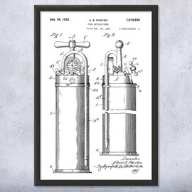 Framed Fire Extinguisher Print, First Responder, Volunteer Fireman, Firefighter Gift, Firehouse Decor, Fireman Gift Black & White (11x14)