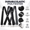 Adjustable 4-Clip Elastic X-Back Suspenders, 3.5 cm Wide Polyester Braces