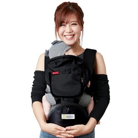 Kerata Ninaru 3-Way Baby Carrier with Hip Seat, Front Facing, Face-to-face, Mama Best Award, Detachable Waist Carrier, (d. Black with Cover)