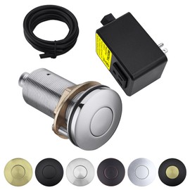 BESTILL Garbage Disposal Air Switch Kit - UL Listed, Brass 3.6" Long Push Button for Waste Disposer, Cordless Sink Top Switch Button, Polished Chrome, Compatible with all Garbage Disposals