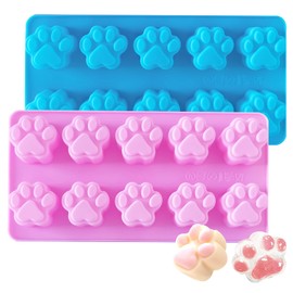 2 Pack Silicone Molds Puppy Cat Dog Paw,Non-Stick Food Grade Baking Molds,Chocolate Hard Candy Silicone Molds for Muffin Cakes,Cookies,Tart,Candy,Jelly,Ice Cube,Cat Dog Treats