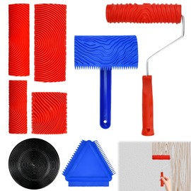 Wood Effect Swabs, 4 Pieces Wood Grain Painting Tools Roller for Wood Texture Painting Wall Decoration DIY Tools (Red, 7.5/9/13/15cm)