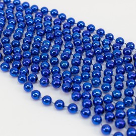 GIFTEXPRESS 72 pack of 33 Mardi Gras Beads Necklace, Metallic Royal Blue Beaded Necklace, Mardi Gras Throws, Party Beads Costume Necklaces