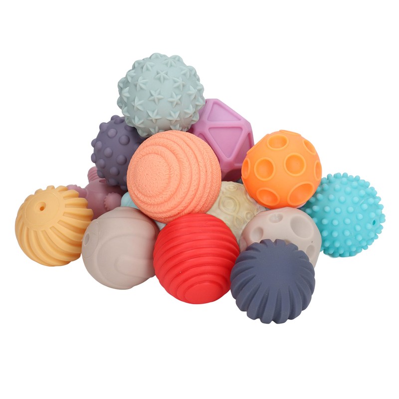 16PCS Baby Soft Textured Sensory Balls Toddlers Exploration Toys Sensory