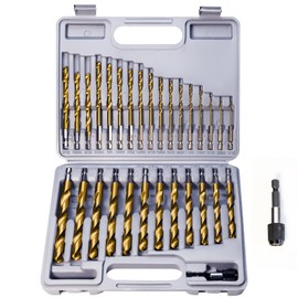ROGAPER 30 PCS Titanium Impact Drill Bit Set, Hex Shank Drill Bit Set for Wood, Steel, Metal, and Plastic with Quick Change Design, HSS Titanium Twist Drill Bit with Storage Case, 5/64" to 1/2"