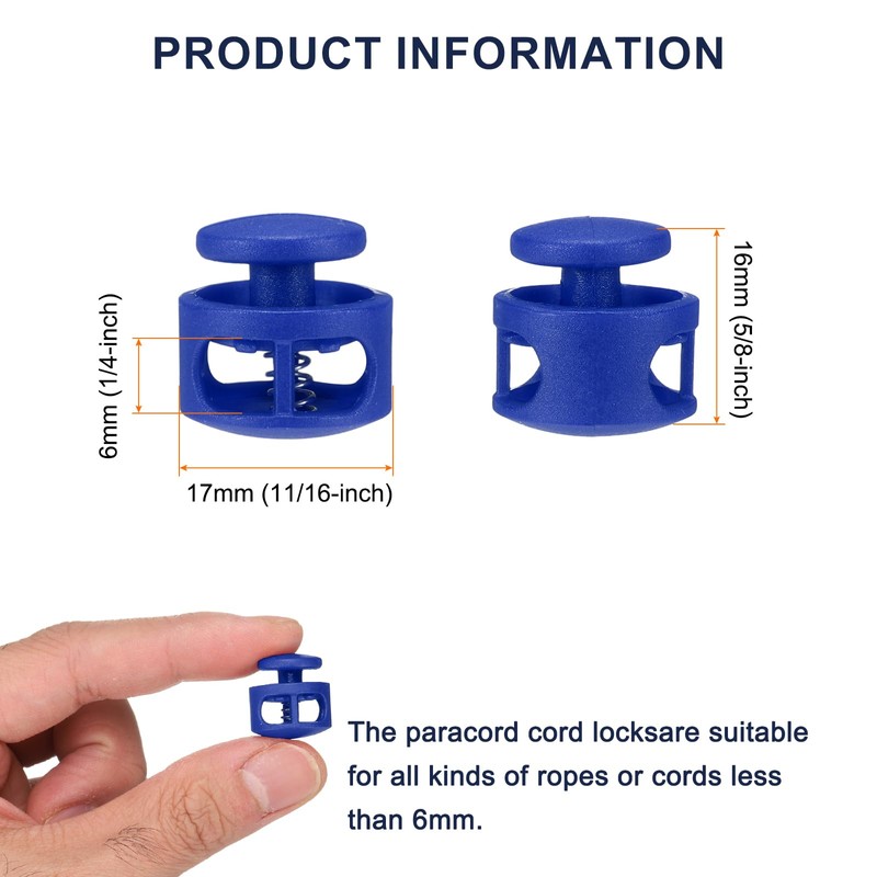 sourcing map 20pcs Plastic Cord Locks Double Hole Spring Toggle