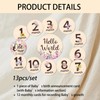 Baby Monthly Milestone Cards - 13pcs Wooden Double Sided Flower