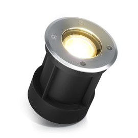 lambado® LED recessed floor spotlight for outdoor use, IP67, waterproof and drivable, including 3 W 230 V GU10 spotlight, warm white, round floor spotlight, made of stainless steel for patio and