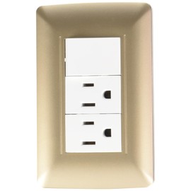 Sanelec 4525 Apagador y Doble Contacto con Placa, Toscana Golden