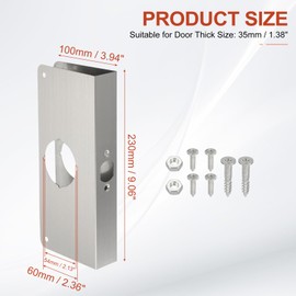 PATIKIL Door Reinforcement Plate, 1 Set Doors Reinforce Repair for 1-3/8" Thick Door 9" Size Door Knob Lock Latch Deadbolt Cover Plate Home Security, Silver