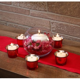 Hosley Set of 6 Metallic Antique Finish Red Glass Candle Tealight Holder. Ideal Gift for Wedding Bridal Party Reiki LED Votive Tea Light Gardens O4