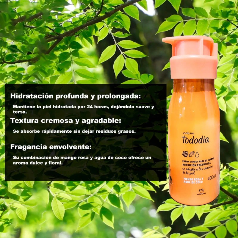 Crema Cuerpo Mango Rosa Agua Coco Tododía 400ml Natura