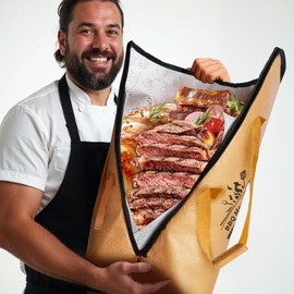 BBQ Blanket for Resting Meat, Reusable Reat Insulated Resting Bag, Insulated Brisket Resting Blanket with Wide Mouth (Brown, 21 in)