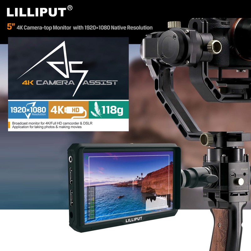 LILLIPUT A5 5 Inch IPS Camera-Top Broadcast Monitor for 4K