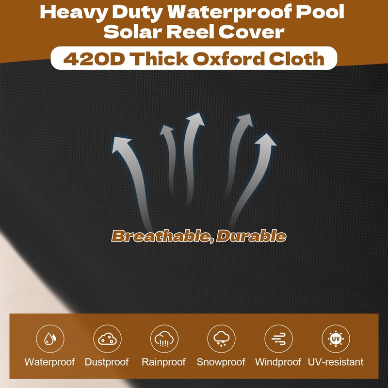 Pool Solar Reel Cover, 16 Ft Waterproof Swimming Pool Blanket