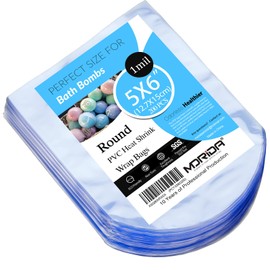 MORIDA 200 pcs 5X6 inch Bath Bomb Heat Shrink Wrap Bags Round PVC Wrappers for Bath Bombs, Soaps, Cookies, and DIY Handmade Crafts, Odorless Food Safety Quality