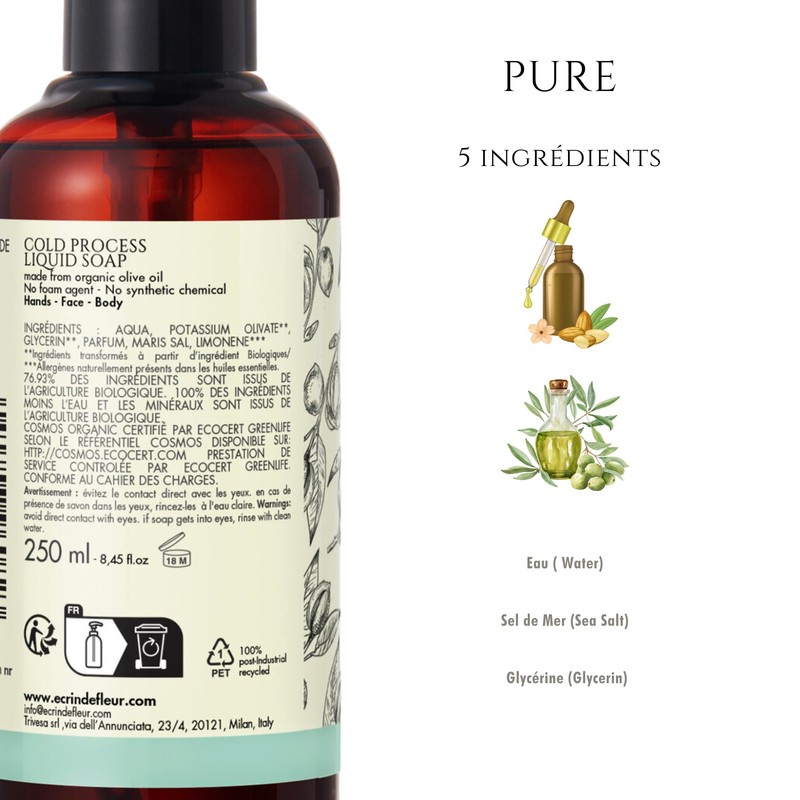 Écrin de Fleur - Bio Handgemachte Flüssigseife Zertifiziert - Mandel