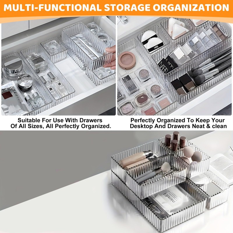 Makeup Drawer Organiser Storage Trays - 7pack Stackable Jewellery Drawer