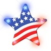 Light Up US Flag Star Flashing Blinking LED Body Light