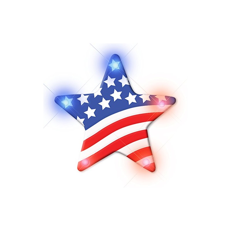 Light Up US Flag Star Flashing Blinking LED Body Light