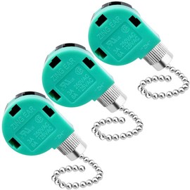 Topbuti 3 Pack Ceiling Fan Switch 3 Speed 4 Wire Zing Ear ZE-268S6 Fan Pull Chain Switch Replacement Speed Control for Ceiling Fan Light, Wall Lamps, Cabinet Light (Silver)