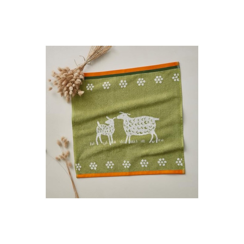 Coucke Cotton Jacquard Printed Terry Towel, Sheep, 50 x 75