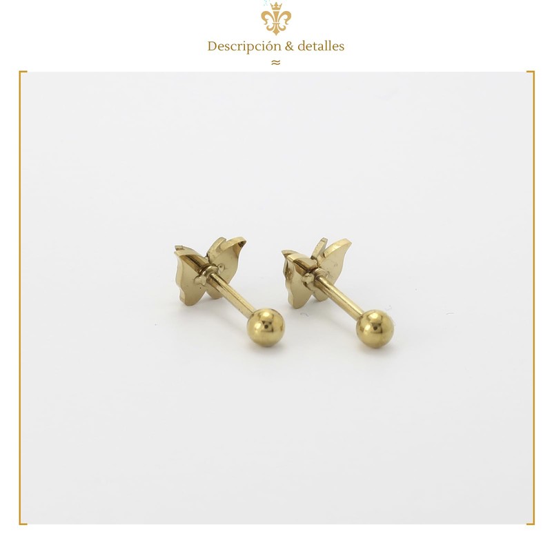 IMPERO JEWELRY Aretes Broqueles De Mariposas De Oro Rosa Laminado