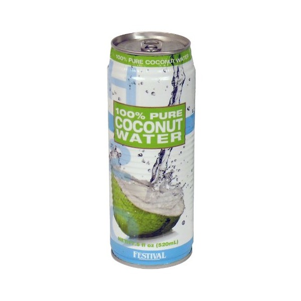 Festival 100% Pure Coconut Water, 17.5-Ounce (Pack of 24)