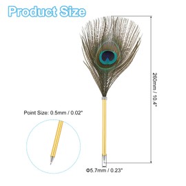 PATIKIL Peacock Feather Ball Pen Wholesale Metal Holder Black Ink Vintage Quill Writing Pen with 5 Refills for Office Wedding Signing Golden