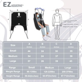 EZ Assistive Universal Patient Lift Sling with Divided Leg,Slings with Low Back for Toileting,Lift Sling for Transfer Lift,500lbs (Black, Medium)