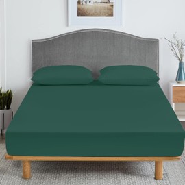 Imperial Rooms Brushed Microfibre Fitted Sheet 25 CM Easy Care Soft Bed Sheets Fade Resistant (Emerald, Double)