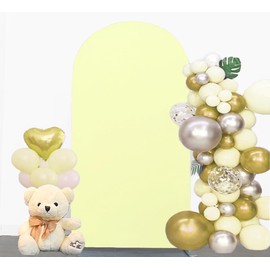 JFDYDM 6.6 FT Yellow Arch Backdrop Cover, Yellow Chiara Backdrop Cover, Yellow Wedding Arch Cover, Yellow Arch Backdrop Stand Cover for Birthday Wedding Party Photography