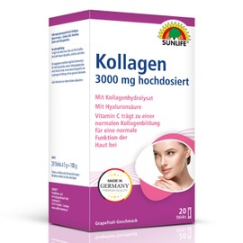 SUNLIFE Collagen Sticks: Collagen Peptides and Hyaluronic Acid for Elasticity and Maintenance of Beautiful Skin, 3000 mg