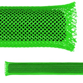 Electriduct 1/4" PET Expandable Braid Sleeving Flame Retardant Flexible Wire Mesh for Cord Management and Cable Protection - 25 Feet - Green