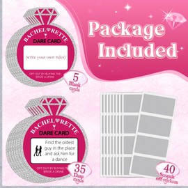 Clabby 40 Pieces Girls Single Dare Cards Fun Bridal Shower Scratch Off Cards DIY Single Party Card Games for Women Girls Night Out Party Game Supplies, 35 Dare Cards, 5 Blank, 40 Stickers