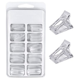 Yes132 Foam Tip, Nail Tip Foam, Length 100 Pieces, Nail Foam, Long Shape, Virtual Gel Tip Mold for Polygel Specific, Nail Tip, Nail Extension, Mold with Clip