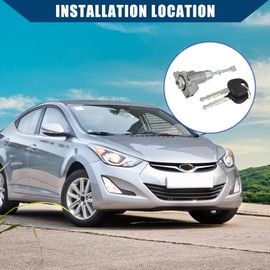 Hihaha NO. 81970-3XA00 Front Door Lock Cylinder Set Kit with 2 Keys for Hyundai Elantra 2011-2016 1.8L 2.0L / Left Driver Side Door Lock Set Tumbler LH/Durable Metal /1 Set