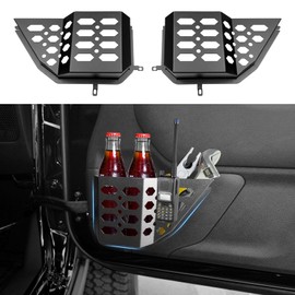 Utiiy Upgraded Metal Front Door Storage Box Pockets for 2007-2018 Jeep Wrangler JK JKU 2/4 Door Insert Door Bags Molle Panel Organizer for Jeep Wrangler JK Interior Accessories 2PCS(Front, for JK)