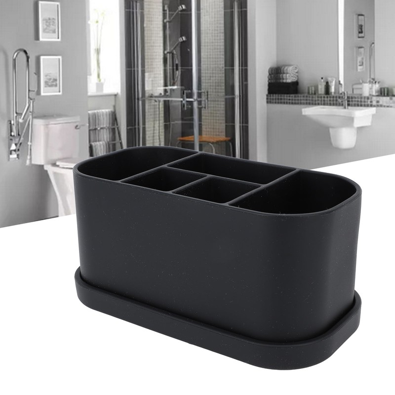 Silicone Toothbrush Toothpaste Holder Multipurpose 5 Slots Drainage Holes Bathroom