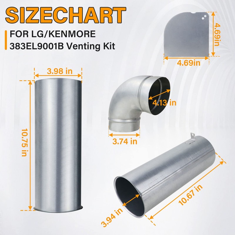 Upgraded 383EEL9001B Dryer Venting Kit Assembly Compatible with LG Kenmore