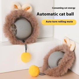 Hiapix Interactive Cat Ball Toy Set, Automatic Rolling Chase Ball with Fluff Tail，A Small Mice with LED Light, Rechargeable